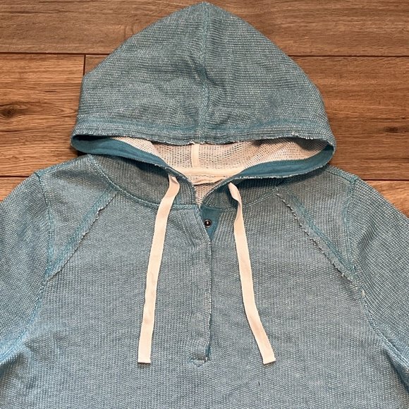 Soft Surroundings Just Beachy Sweatshirt SZ Large Terry Cloth Pullover Hood Blue - Picture 3 of 11